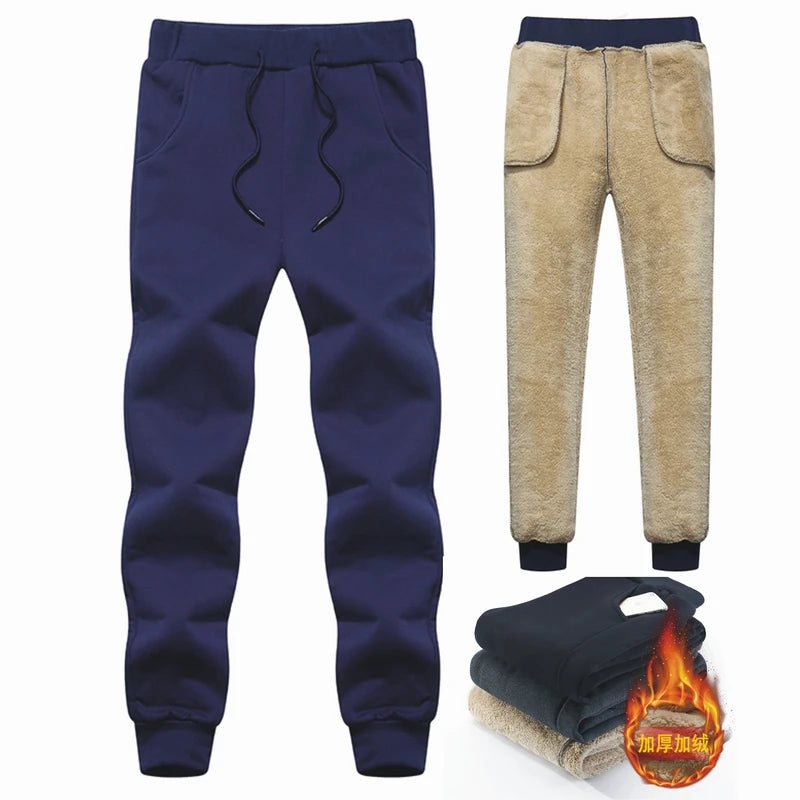 Men's Winter Pants Male Stretch Warm Sweatpants Thermal Thick Fleece Trousers Men Windproof cashmere Pants Men Lamb wool Joggers