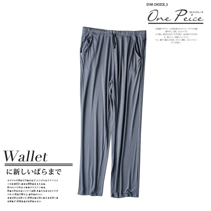 Men's spring and summer new modal pajamas two-piece short-sleeved trousers thin large size loose sports home wear suit sleepwear