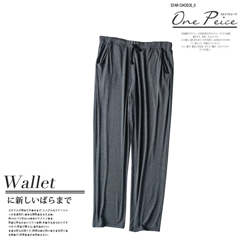 Men's spring and summer new modal pajamas two-piece short-sleeved trousers thin large size loose sports home wear suit sleepwear