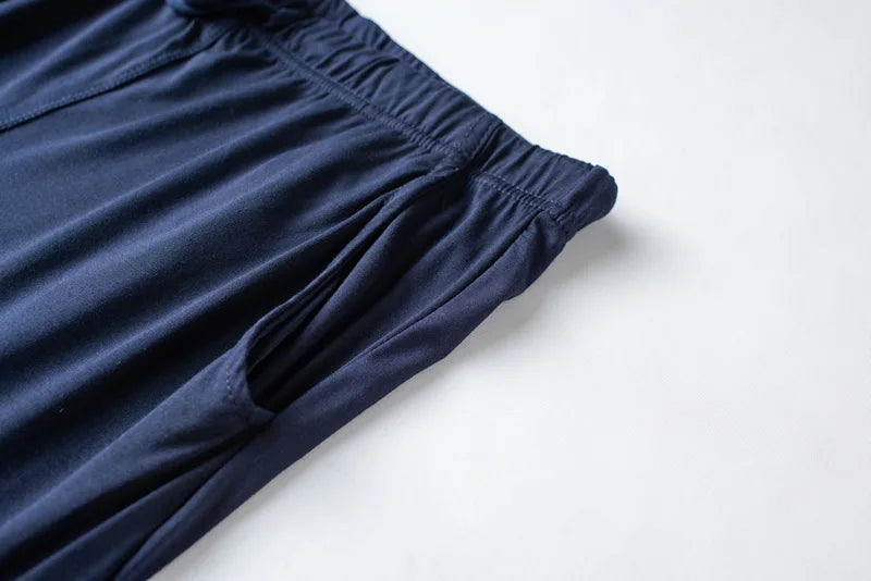 Men's spring and summer new modal pajamas two-piece short-sleeved trousers thin large size loose sports home wear suit sleepwear