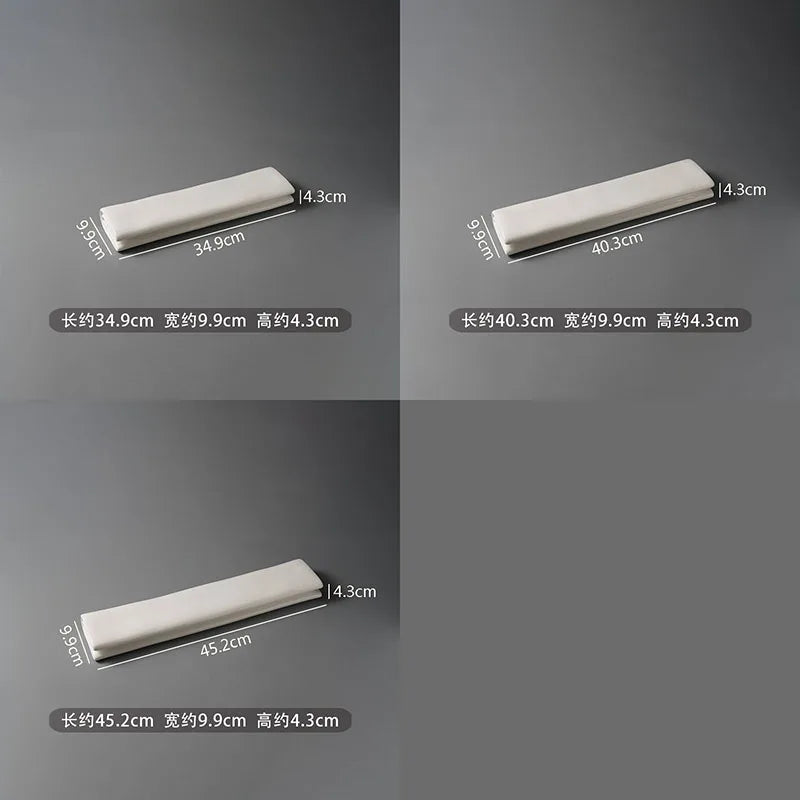 Solid Color Ceramic Folding Long Plate Restaurant Sushi Plate Dessert Plate Snack Plates Molecular Cuisine Specialty Tableware