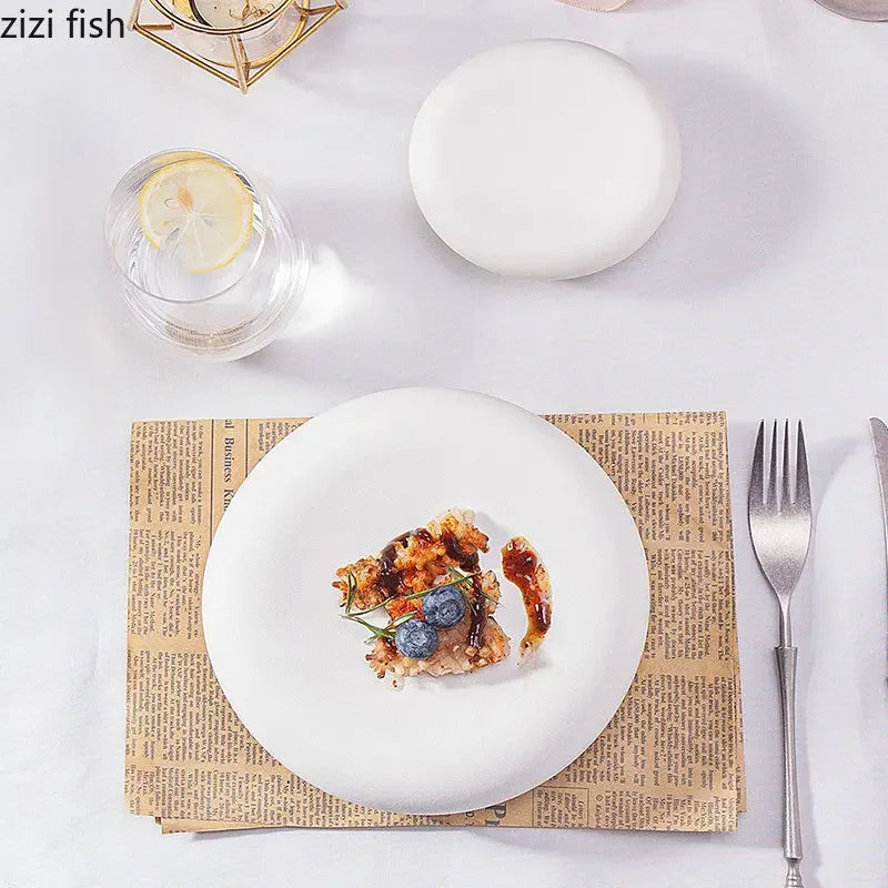 Ceramic Dinner Plate Restaurant Creative Cooking Plate Steak Plate Snack Plates Dessert Plates Sushi Plates Household Utensils