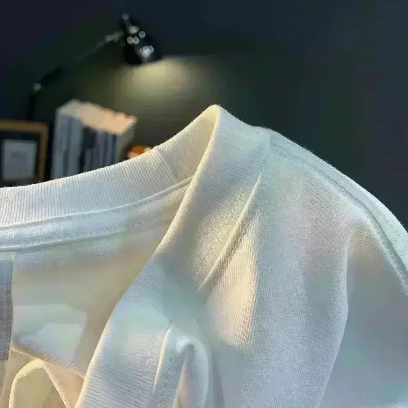 Men's Hot 2025 Summer New Men's and Women's Short-sleeved T-shirt Round Neck Casual Versatile Trend Fashion Simple Printed Top