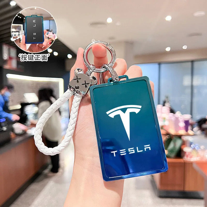 Car Key Card Holder Cover Protector Holder Diamond Keychain Accessories for Tesla Model 3 X Model S Y Roadster P75D P85D P100D