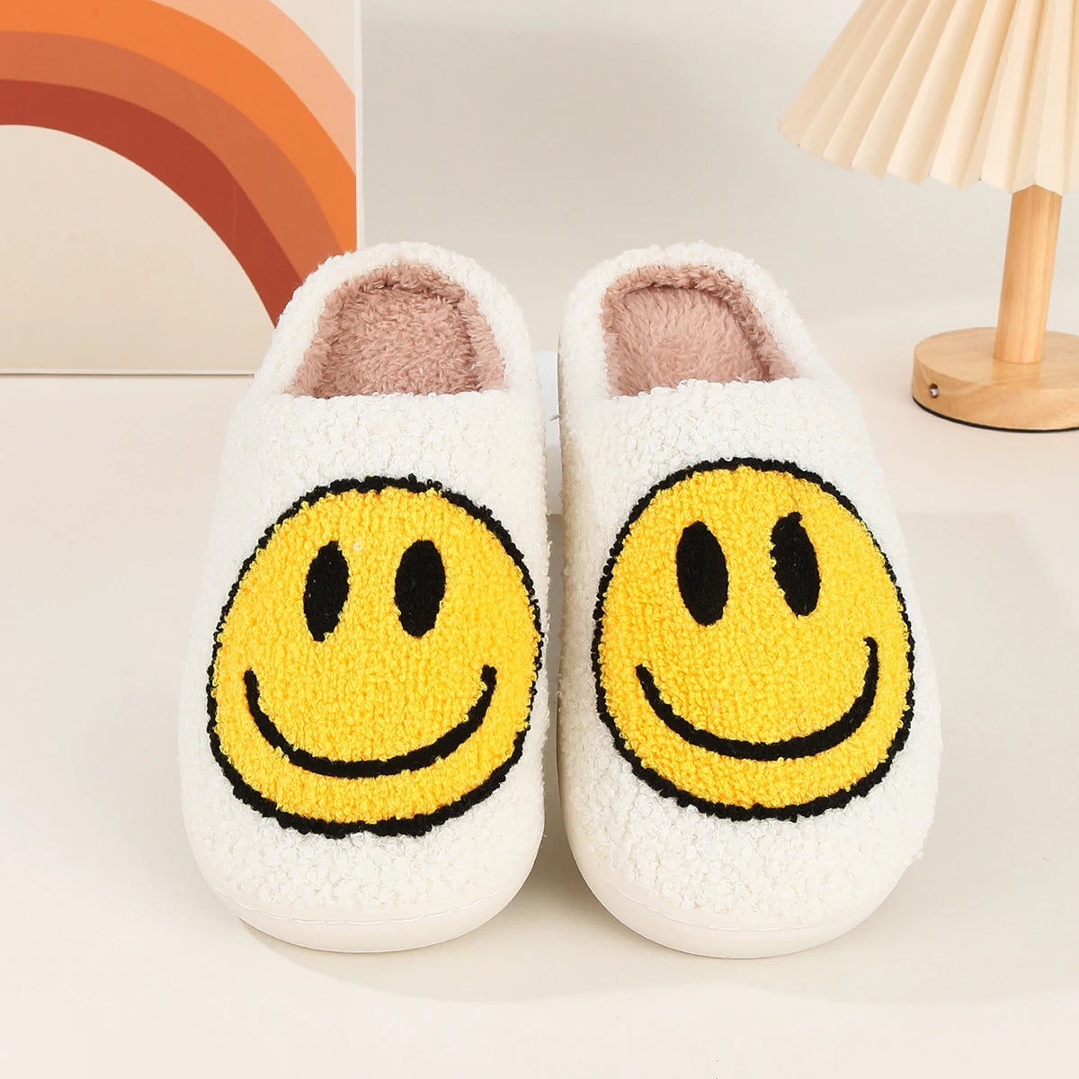 Cute smiling face thickened warm cotton slippers