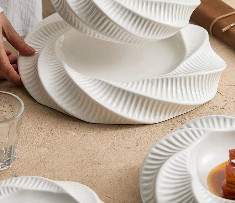 Thread-pattern Double-layer Heat Preservation Western-style Dish Creative Hotel Special Tableware Dessert Plate Restaurant Plate
