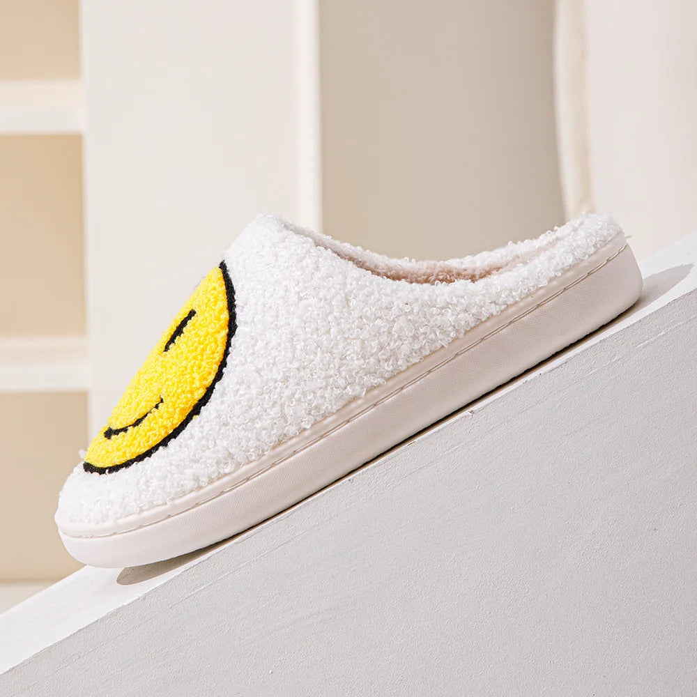 Cute smiling face thickened warm cotton slippers