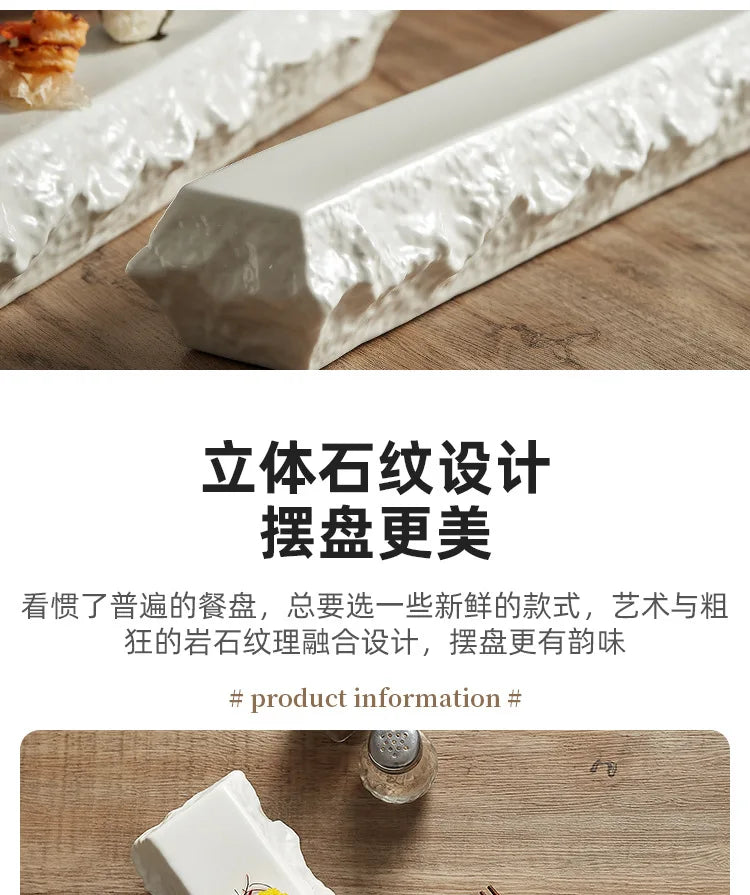 Rectangular Insulated Sashimi Swing Decoration High Sense Hotel Restaurant Tableware Sushi Dessert Plate Dish