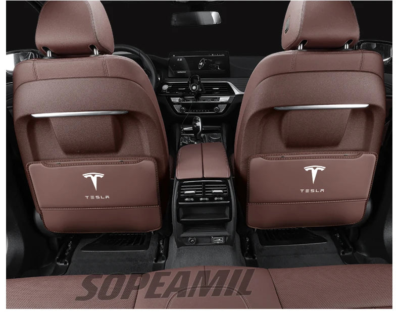 Car Seat Back Protection Anti-Kick Pad Rear Seat Storage Bag For Tesla Model 3 Model Y Model S Model X Cyberbruck Beast Roadster