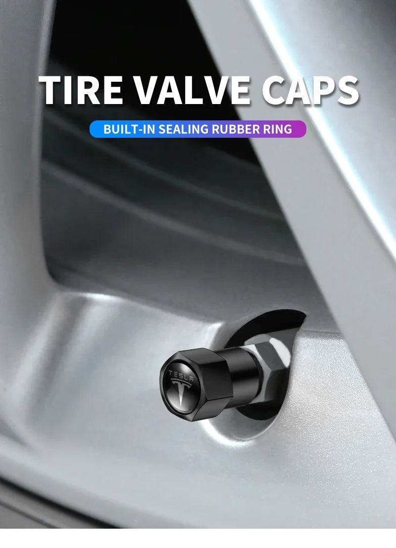 4pcs Metal Car Badges Wheel Tire Valve Caps Auto Accessories For Tesla MODEL S X 3 Y 2017 2018 2019 2020 2021 2022 2023 Roadster