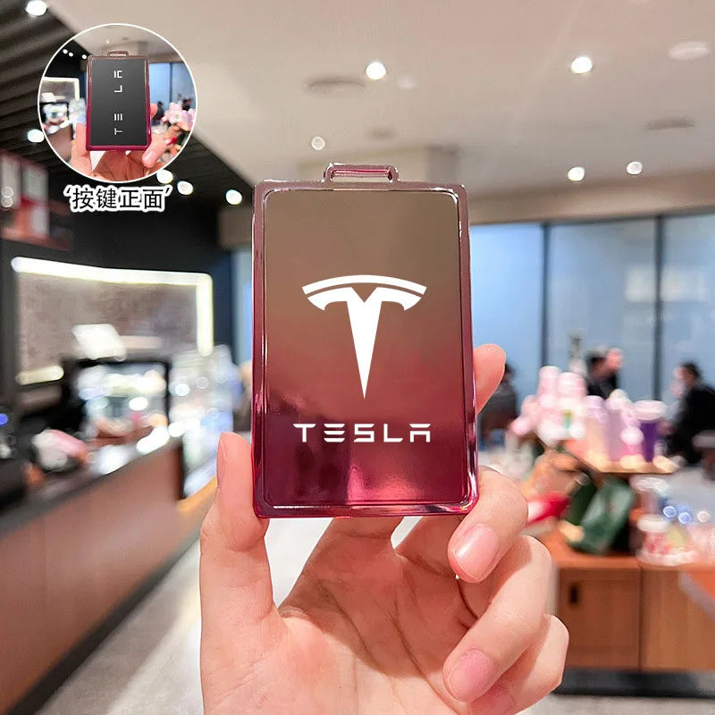 Car Key Card Holder Cover Protector Holder Diamond Keychain Accessories for Tesla Model 3 X Model S Y Roadster P75D P85D P100D