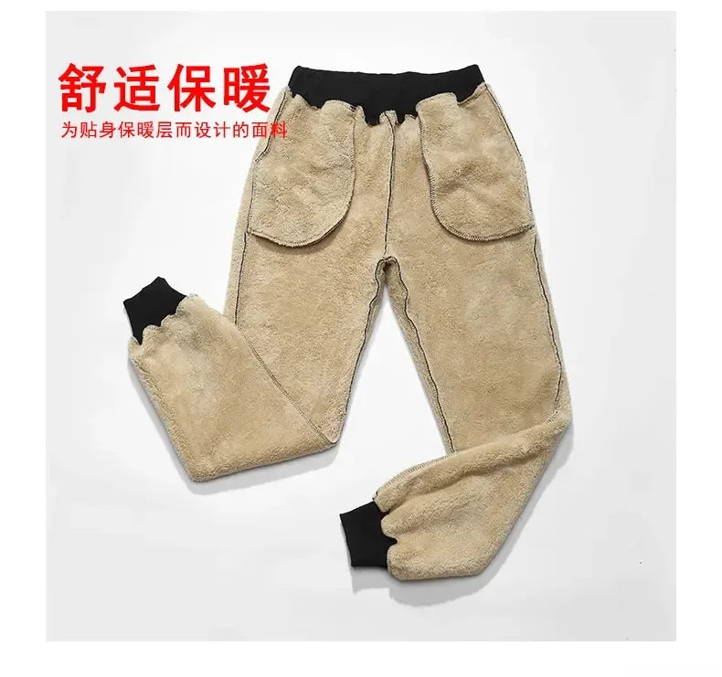 Men's Winter Pants Male Stretch Warm Sweatpants Thermal Thick Fleece Trousers Men Windproof cashmere Pants Men Lamb wool Joggers