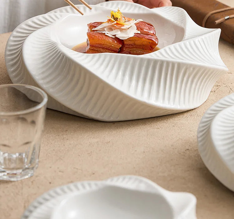 Thread-pattern Double-layer Heat Preservation Western-style Dish Creative Hotel Special Tableware Dessert Plate Restaurant Plate