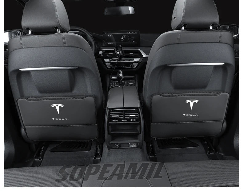 Car Seat Back Protection Anti-Kick Pad Rear Seat Storage Bag For Tesla Model 3 Model Y Model S Model X Cyberbruck Beast Roadster