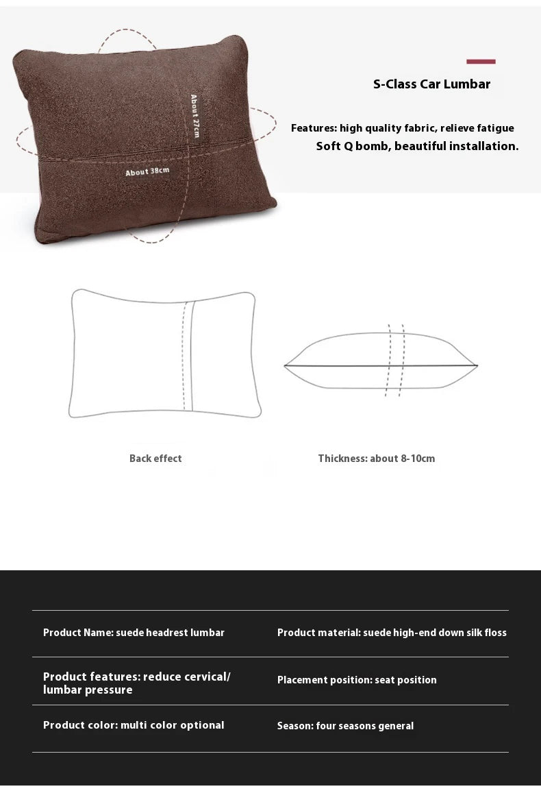 Tesla Model 3 Model Y Model S Model X Suede Car Headrest Neck Support Seat Waist pad Lumbar cushion Soft Neck Pillow Accessories