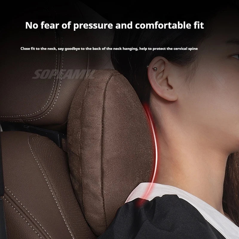 Tesla Model 3 Model Y Model S Model X Suede Car Headrest Neck Support Seat Waist pad Lumbar cushion Soft Neck Pillow Accessories