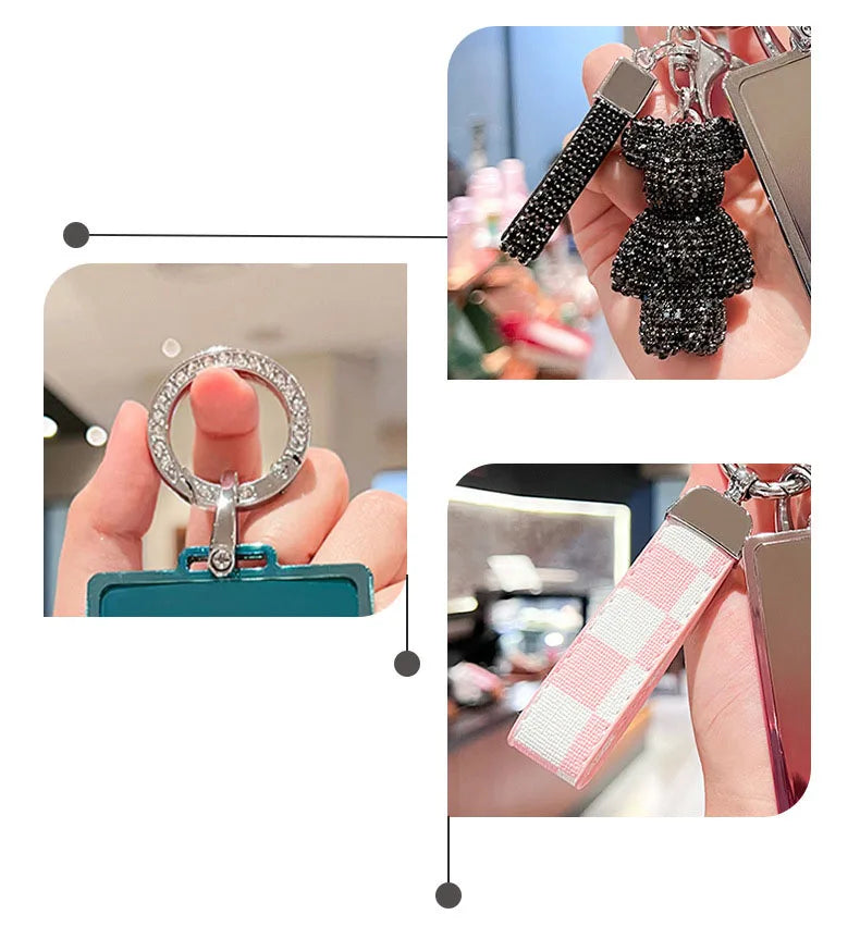 Car Key Card Holder Cover Protector Holder Diamond Keychain Accessories for Tesla Model 3 X Model S Y Roadster P75D P85D P100D