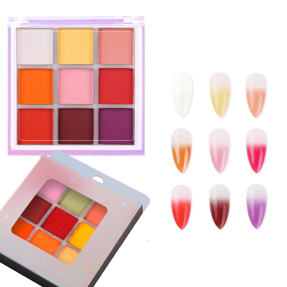 16-Grid 16 Color Solid Rubbing Powder Palette for Nail Art DIY Gradient Smudge Pat-pat Powder Nail Art Manicure Gradient Pigment