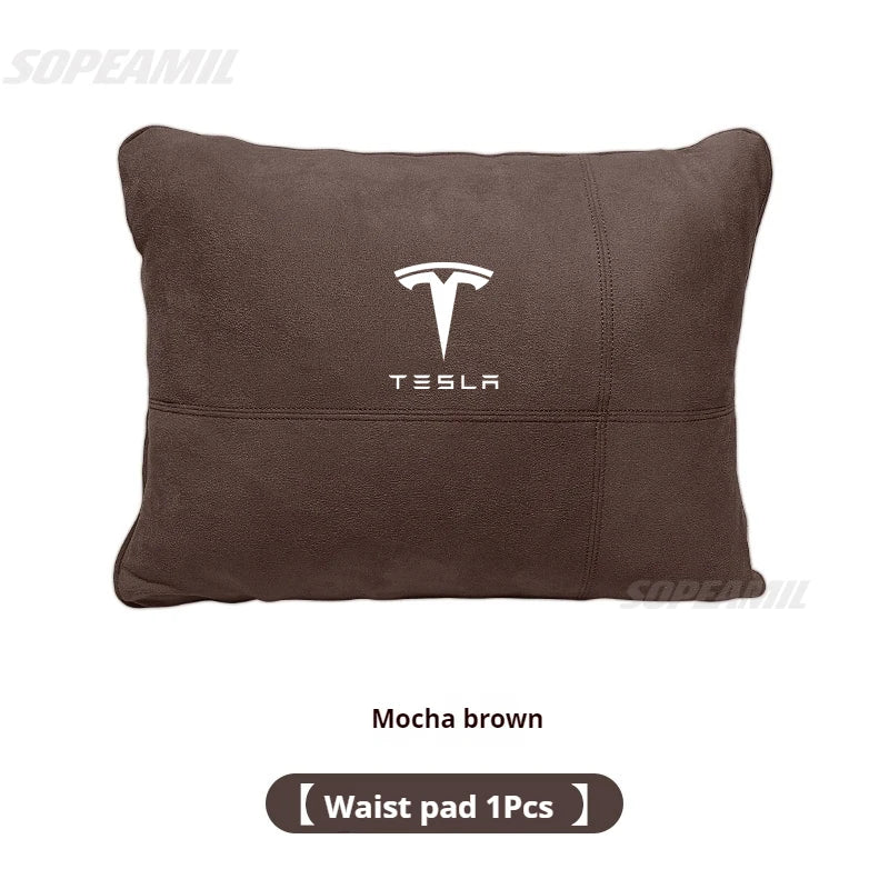 Tesla Model 3 Model Y Model S Model X Suede Car Headrest Neck Support Seat Waist pad Lumbar cushion Soft Neck Pillow Accessories