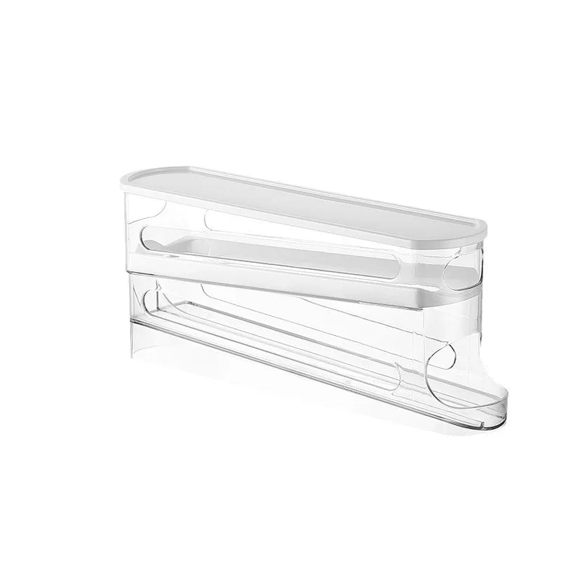 Bilayer Fridge Egg Storage Box Automatic Rolling Eggs Holder Rack Ladder Style Refrigerator Eggs Dispenser Egg Organizers Holder