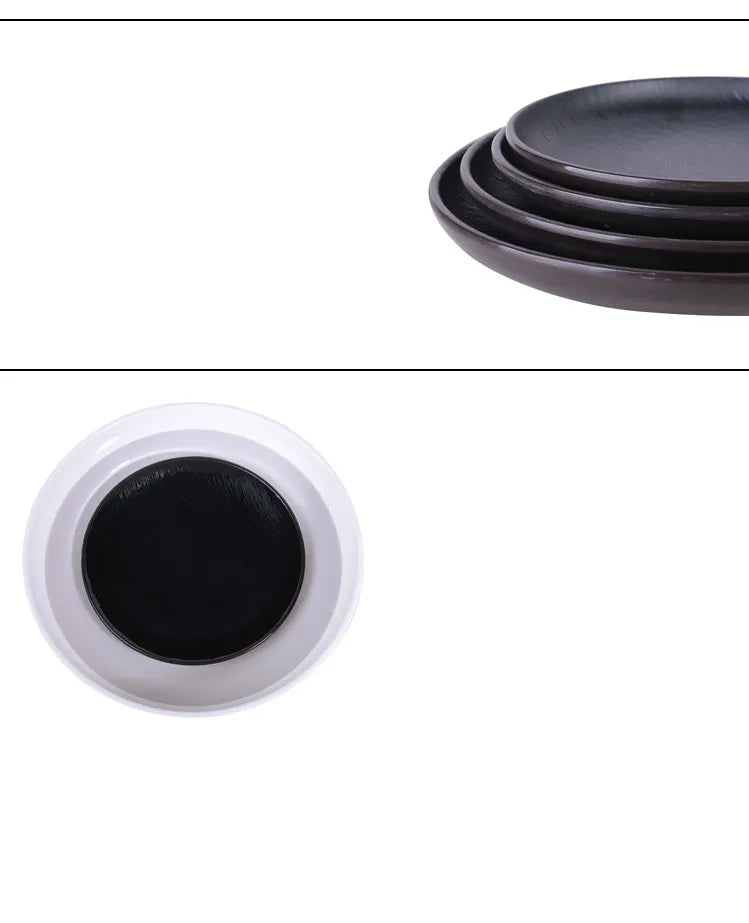 Hotpot Restaurant Melamine Tableware Black Frosted Dinner Plate Japanese Sushi Plates Not Easily Broken Snack Fruit Dishes