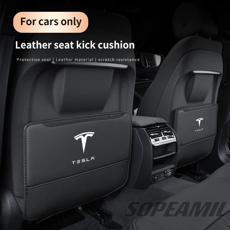 Car Seat Back Protection Anti-Kick Pad Rear Seat Storage Bag For Tesla Model 3 Model Y Model S Model X Cyberbruck Beast Roadster