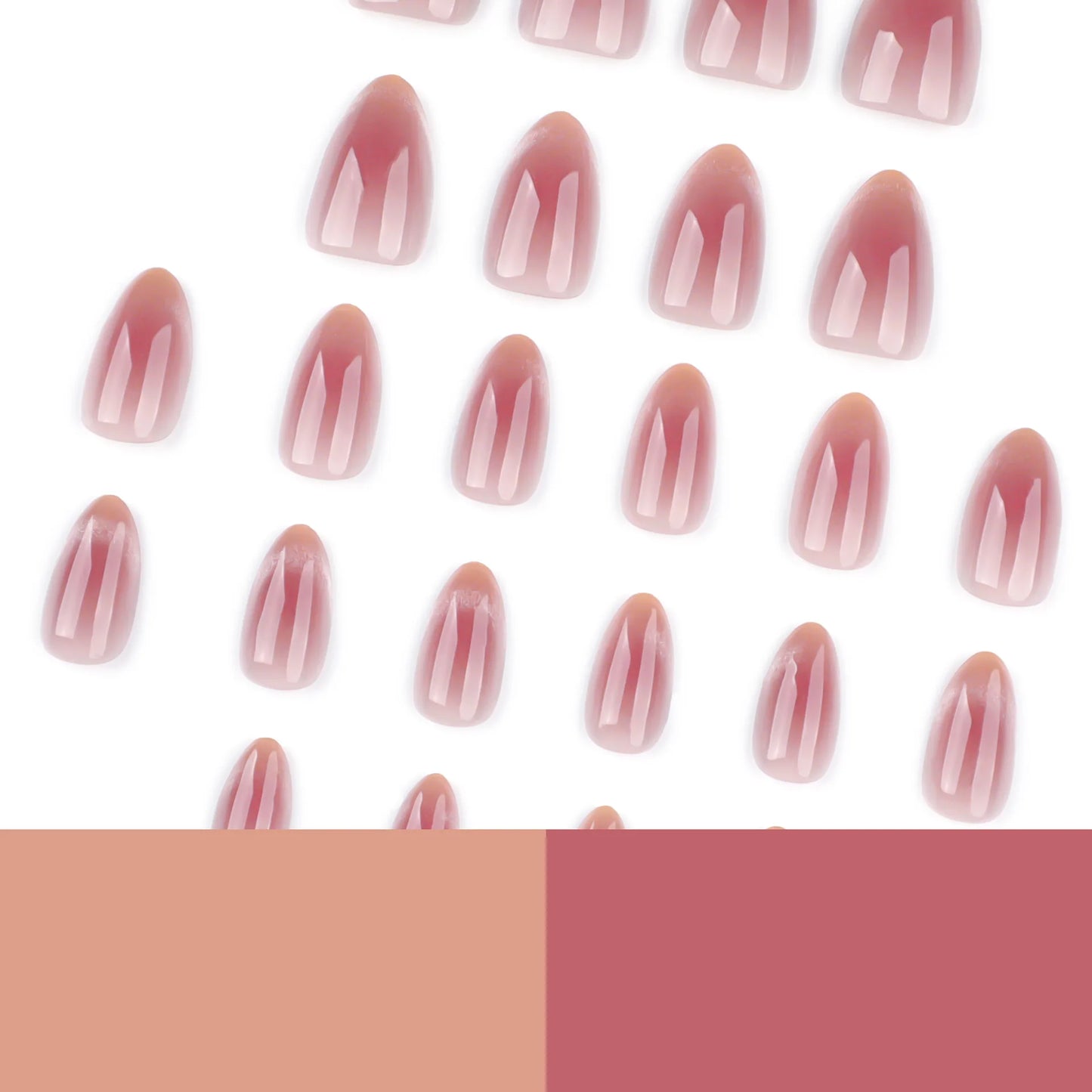 24pcs Blush Cat's Eye Press On Nails Flash Gold Powder French Style Short Almond False Nails Sweet Korean Summer Fake Nail Tips