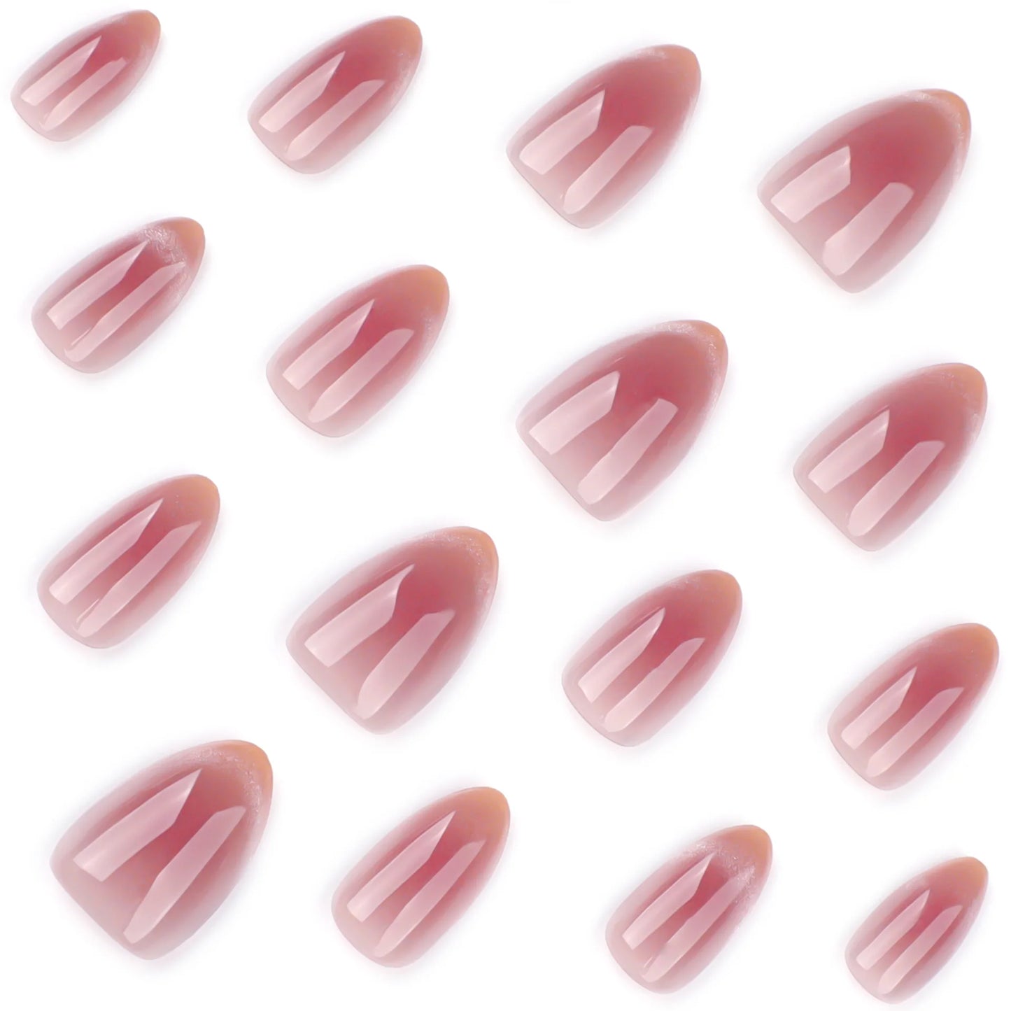 24pcs Blush Cat's Eye Press On Nails Flash Gold Powder French Style Short Almond False Nails Sweet Korean Summer Fake Nail Tips