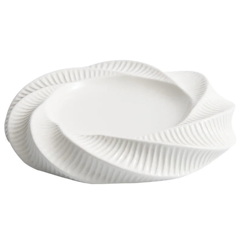 Thread-pattern Double-layer Heat Preservation Western-style Dish Creative Hotel Special Tableware Dessert Plate Restaurant Plate