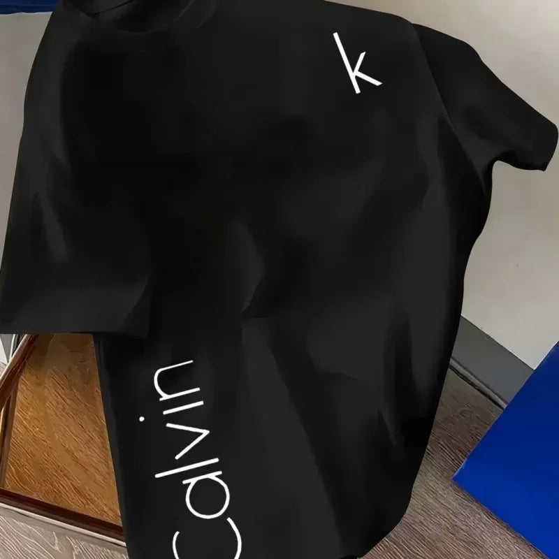 Summer's new trendy men's clothing, 100% pure cotton casual, fashionable and sporty high street T-shirt for daily outings