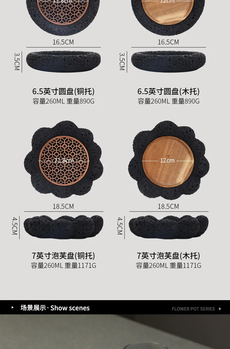 Japanese Tableware Rock Sushi Plate Coal Ball Volcanic Stone Swing Plate Steak Plate Hotel Creative Dining Plate Sushi Dish