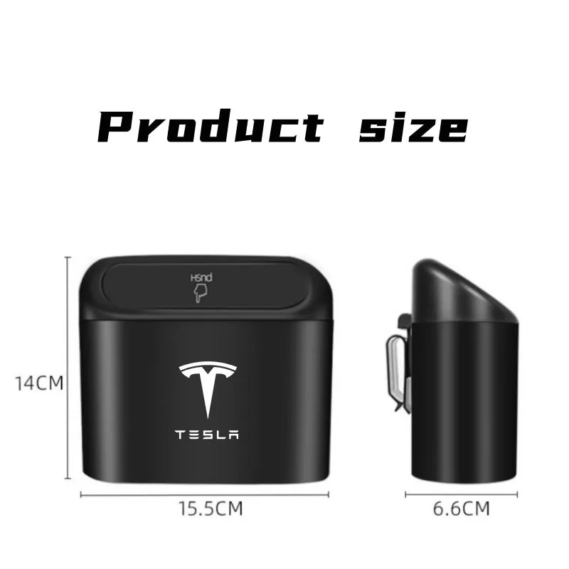 Hanging Car Trash Can ABS Square Pressing Trash Bin Auto Interior for Tesla Model 3 Model S X Y Roadster SpaceX Car Accessories