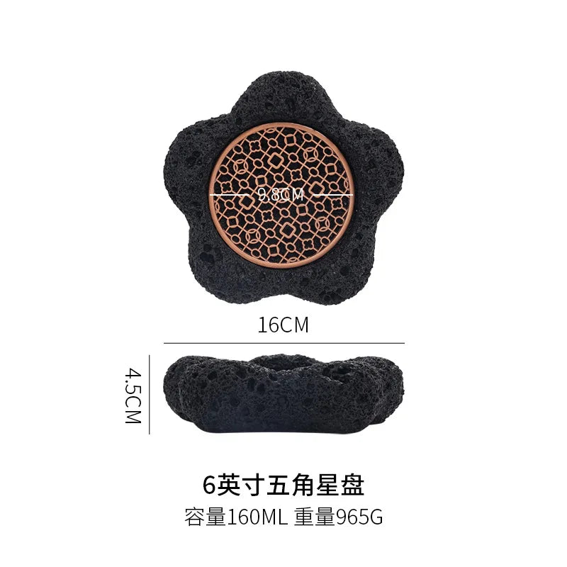 Japanese Tableware Rock Sushi Plate Coal Ball Volcanic Stone Swing Plate Steak Plate Hotel Creative Dining Plate Sushi Dish