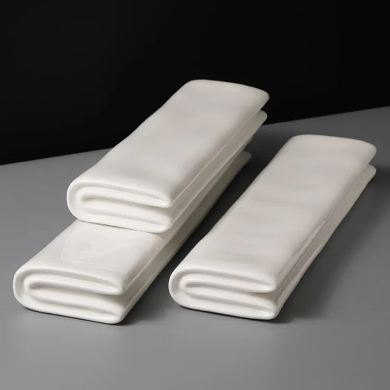 Solid Color Ceramic Folding Long Plate Restaurant Sushi Plate Dessert Plate Snack Plates Molecular Cuisine Specialty Tableware