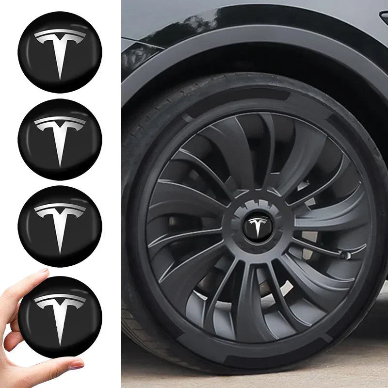 4pcs 56mm Emblem Sticker Car Wheel Center Hub Metal Cap for Tesla Model S 3 X Y Smart Fortwo Forfour 453 451 450 Accessories