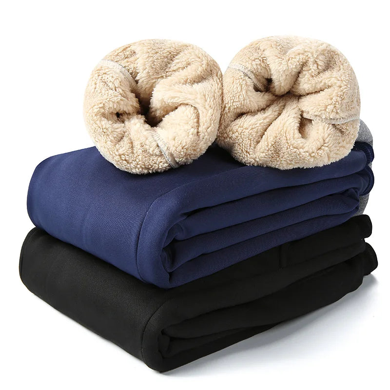 Men's Winter Pants Male Stretch Warm Sweatpants Thermal Thick Fleece Trousers Men Windproof cashmere Pants Men Lamb wool Joggers