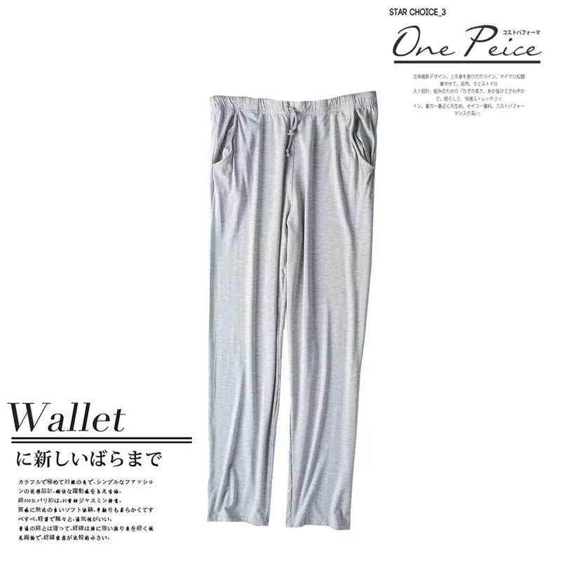 Men's spring and summer new modal pajamas two-piece short-sleeved trousers thin large size loose sports home wear suit sleepwear