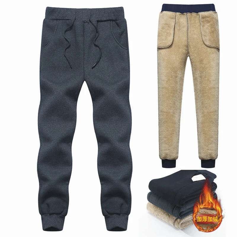 Men's Winter Pants Male Stretch Warm Sweatpants Thermal Thick Fleece Trousers Men Windproof cashmere Pants Men Lamb wool Joggers