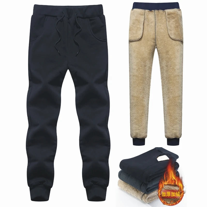 Men's Winter Pants Male Stretch Warm Sweatpants Thermal Thick Fleece Trousers Men Windproof cashmere Pants Men Lamb wool Joggers