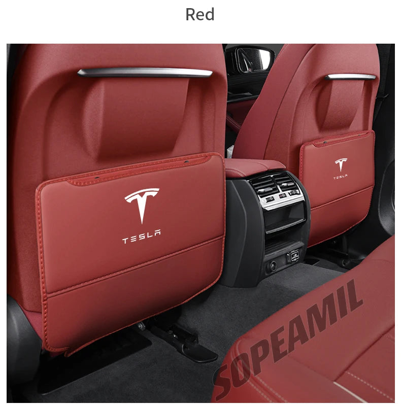 Car Seat Back Protection Anti-Kick Pad Rear Seat Storage Bag For Tesla Model 3 Model Y Model S Model X Cyberbruck Beast Roadster