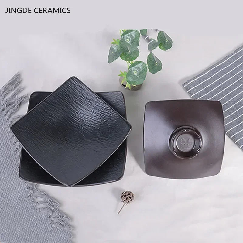 Hotpot Restaurant Melamine Tableware Black Frosted Dinner Plate Japanese Sushi Plates Not Easily Broken Snack Fruit Dishes