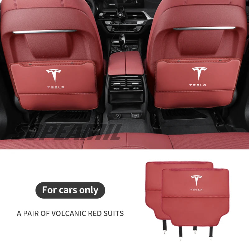Car Seat Back Protection Anti-Kick Pad Rear Seat Storage Bag For Tesla Model 3 Model Y Model S Model X Cyberbruck Beast Roadster