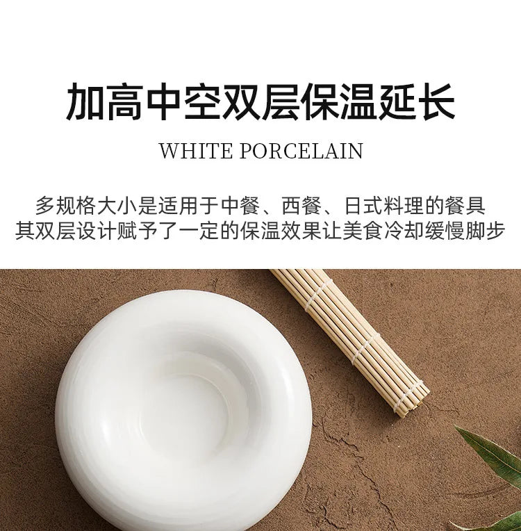 Artistic Cuisine White Tableware Heated Buffet Platter High-End Hotel Restaurant Featured Cold Dishes Personalized Plate