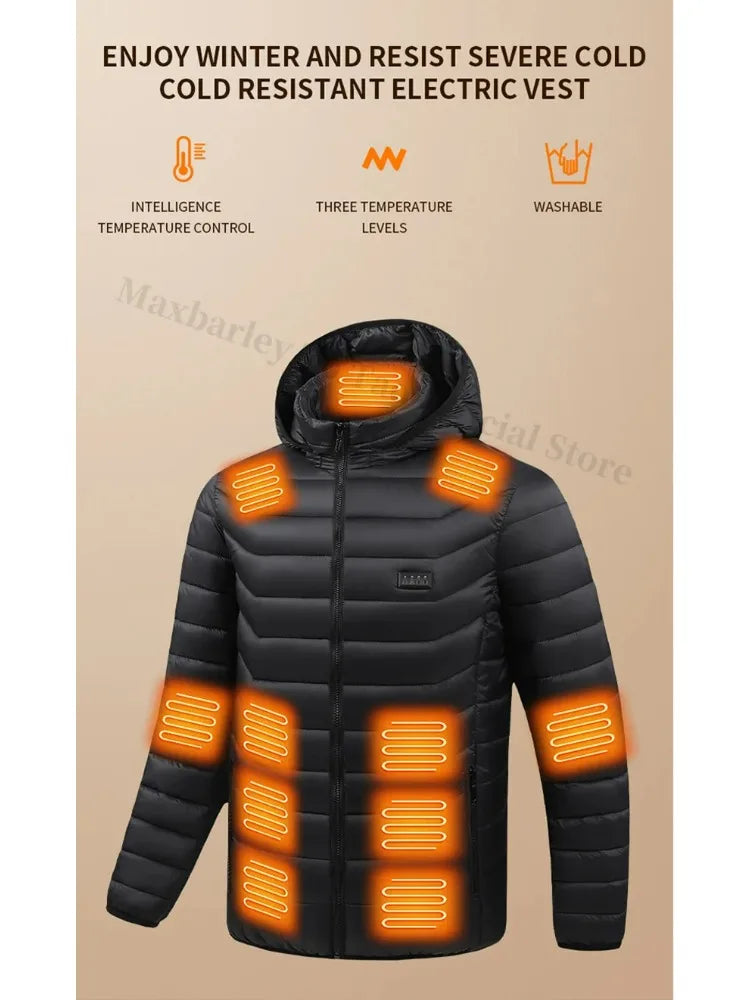 21 Areas Heating Jacket Men Winter USB Electric Heated Coat Functional Self Heating Clothes Outdoor Snow Ski Thick Padded Jacket