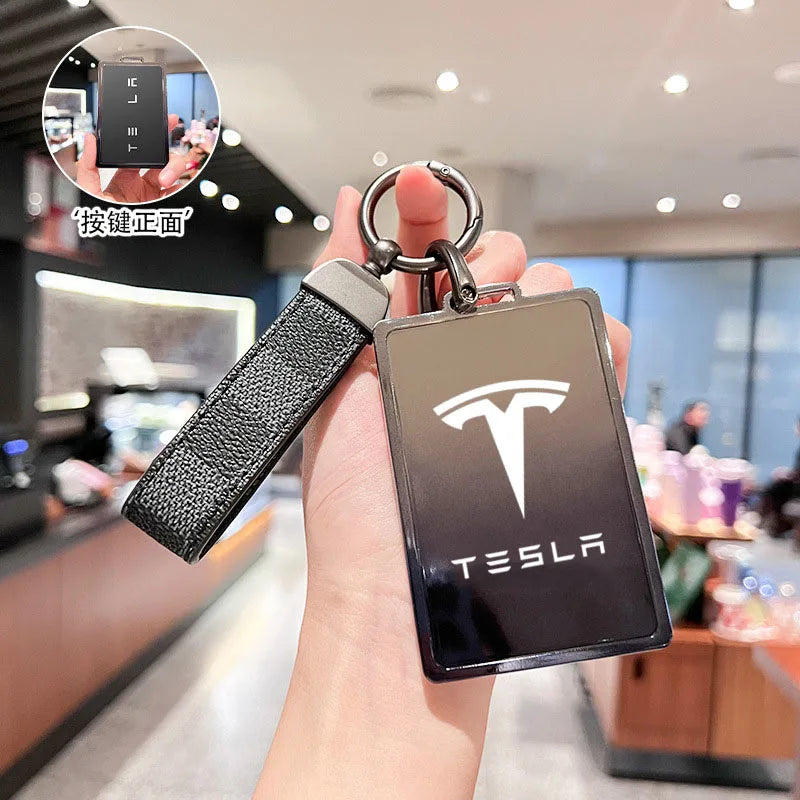 Car Key Card Holder Cover Protector Holder Diamond Keychain Accessories for Tesla Model 3 X Model S Y Roadster P75D P85D P100D