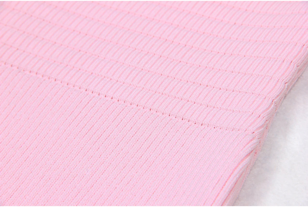 2025 Spring/Summer New Fashion Knitted Elastic Short Sleeve Solid Color Gold Button Slimming Style Commuter Women's Dress