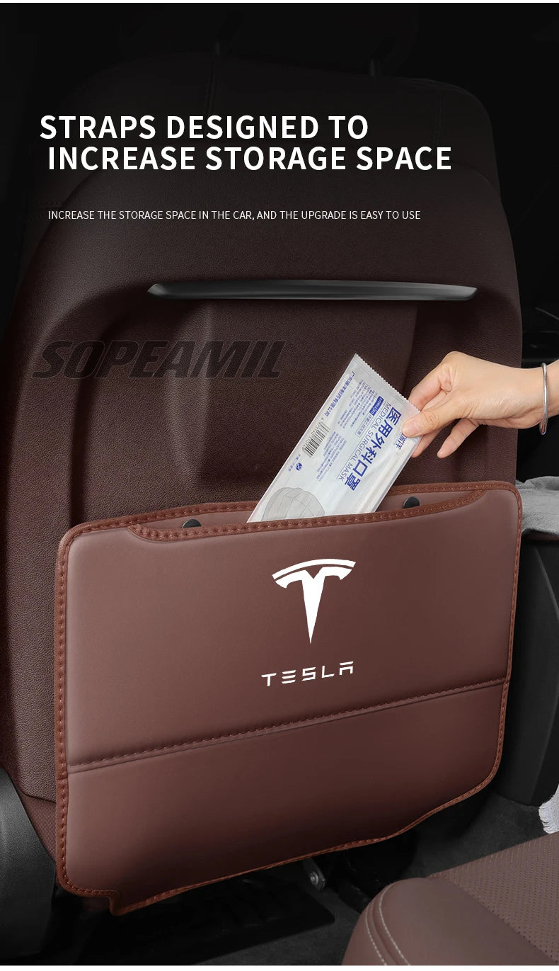 Car Seat Back Protection Anti-Kick Pad Rear Seat Storage Bag For Tesla Model 3 Model Y Model S Model X Cyberbruck Beast Roadster