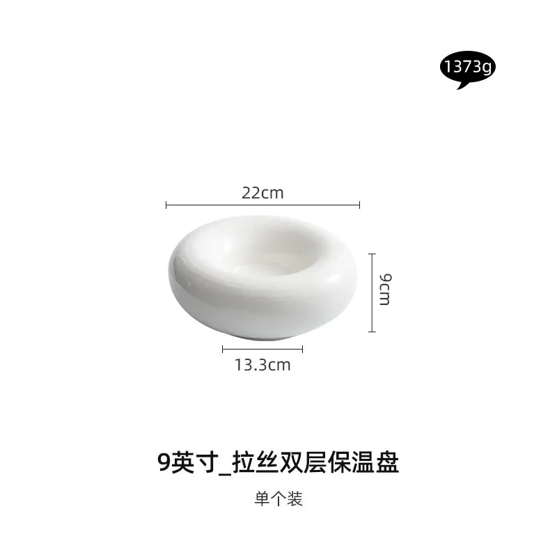Artistic Cuisine White Tableware Heated Buffet Platter High-End Hotel Restaurant Featured Cold Dishes Personalized Plate