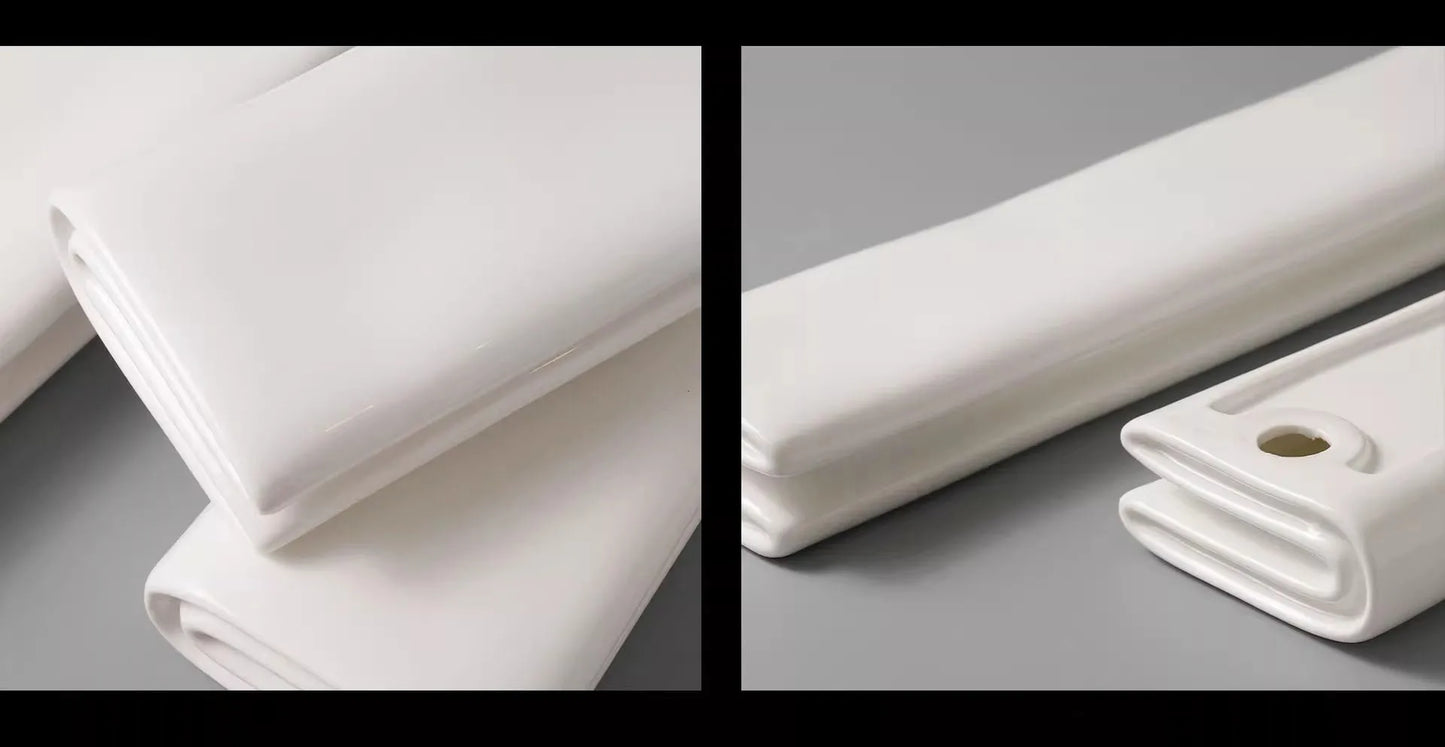 Solid Color Ceramic Folding Long Plate Restaurant Sushi Plate Dessert Plate Snack Plates Molecular Cuisine Specialty Tableware