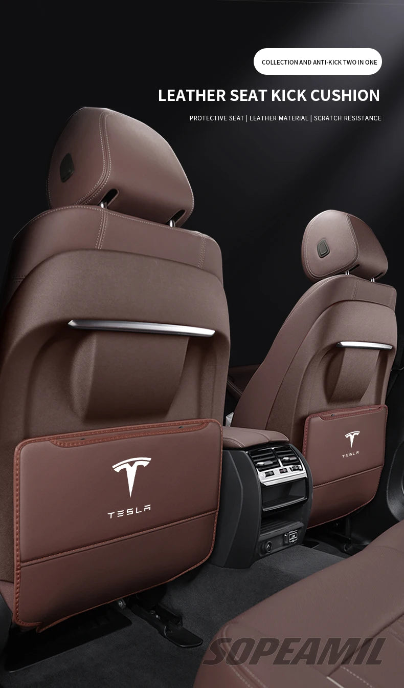 Car Seat Back Protection Anti-Kick Pad Rear Seat Storage Bag For Tesla Model 3 Model Y Model S Model X Cyberbruck Beast Roadster